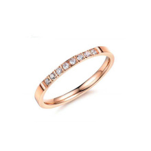 Anillo de oro rosa de acero inoxidable, anillo de una hilera, anillo de buena suerte